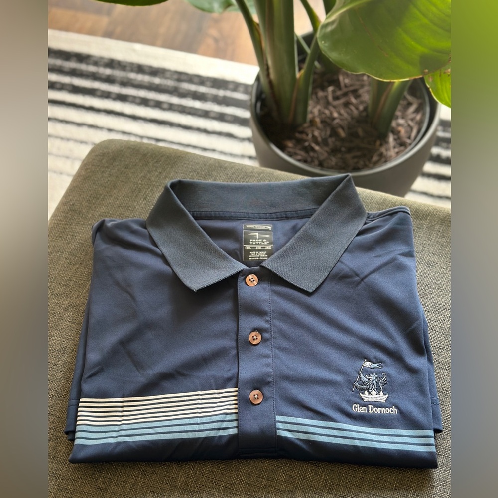 Page & Tuttle Golf Navy Blue Polo Shirt with Stripes
